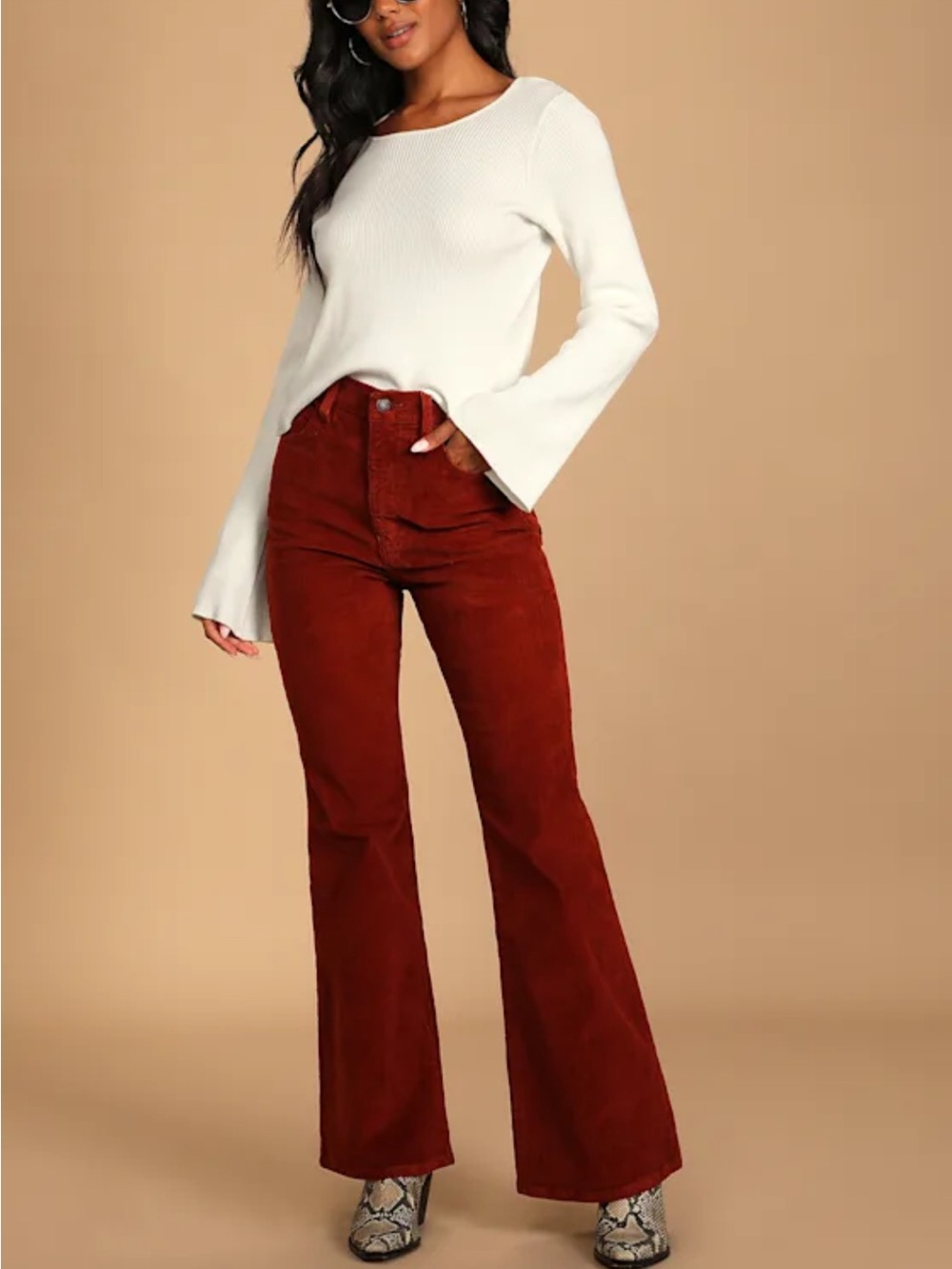 Levi’s 70s High Flare Rust Brown High-Waisted Corduroy Pants Womens 27